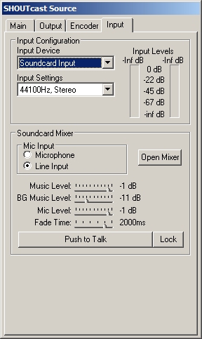 Shoutcast input