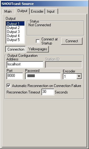Shoutcast output